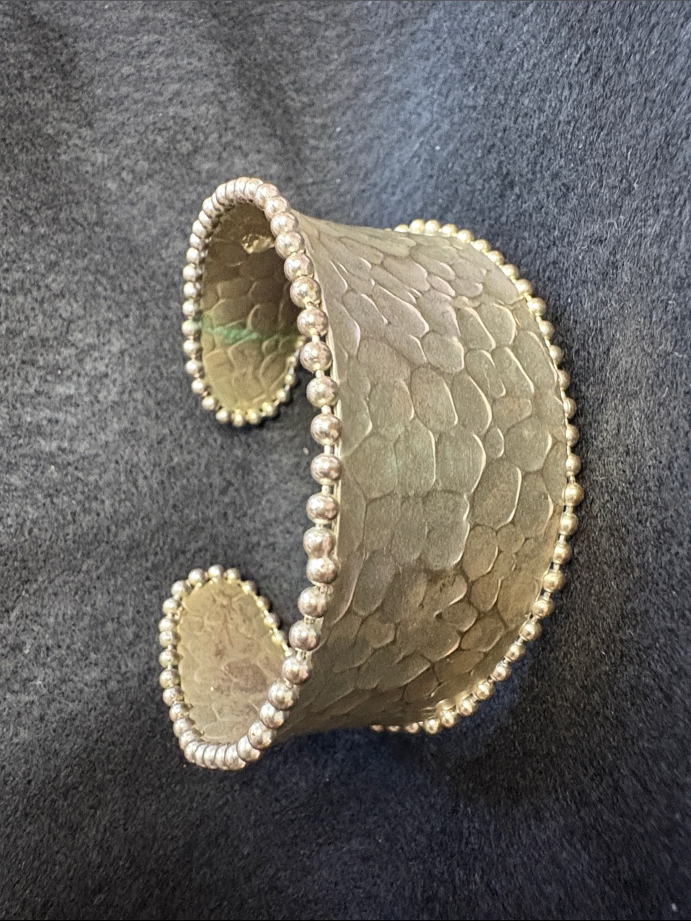 Handcrafted Hammered Metal Cuff Bracelet - Gold Tone